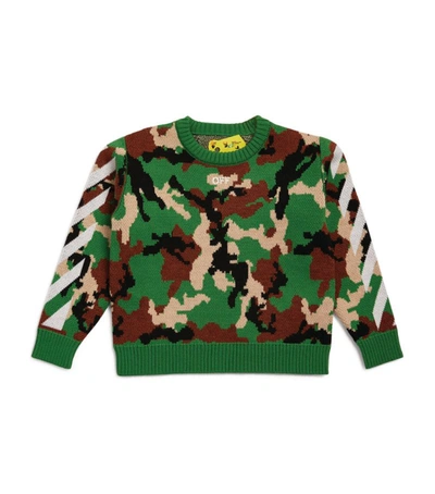 Off-white Virgin Wool Camouflage Sweater (4-12 Years) In Green