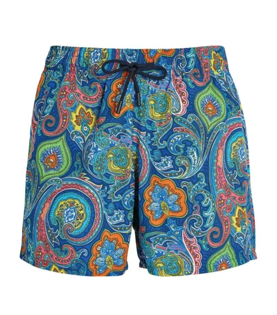 Etro Paisley-print Swimming Trunks In Blue