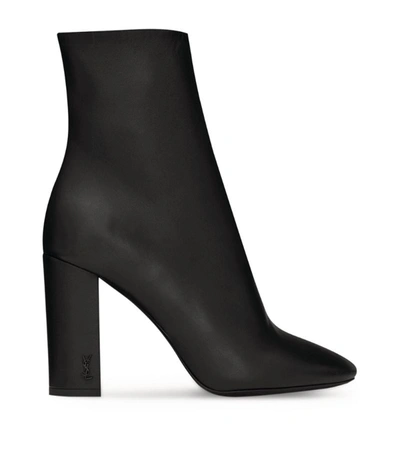 Saint Laurent Leather Lou Ankle Boots 95 In Black