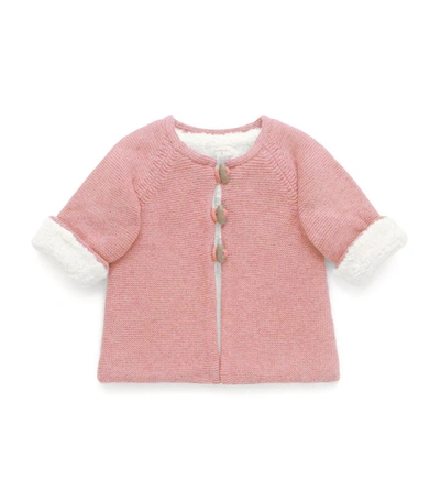 Purebaby Babies' Cotton Cosy Cardigan (0-18 Months) In Pink