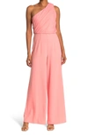 By Design Ava One-shoulder Wide Leg Jumpsuit In Rose Petal
