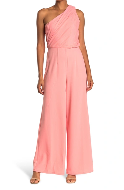 By Design Ava One-shoulder Wide Leg Jumpsuit In Rose Petal