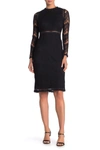 Love By Design Lace Long Sleeve Midi Dress In Jet Black