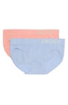 Dkny Rib Knit Brief Panties In Rouge/breeze Blue