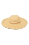 Adrienne Vittadini Chevron Stripe Woven Floppy Hat In Toast-natural