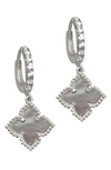 Adornia Floral Dangle Mother Of Pearl Hoop Earrings In White