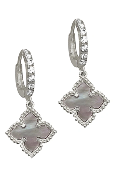 ADORNIA ADORNIA FLORAL DANGLE MOTHER OF PEARL HOOP EARRINGS