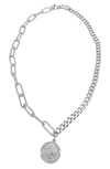 Adornia Mixed Chain Coin Necklace In Silver