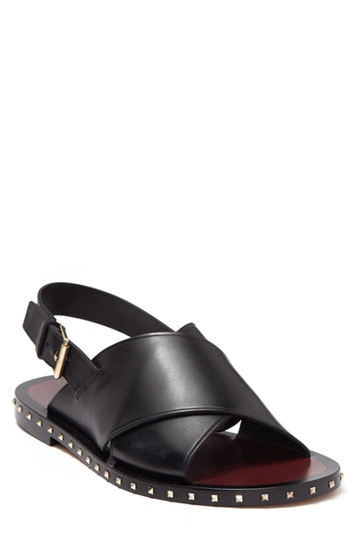 Valentino Garavani Crisscross Sandal In Nero/rubin