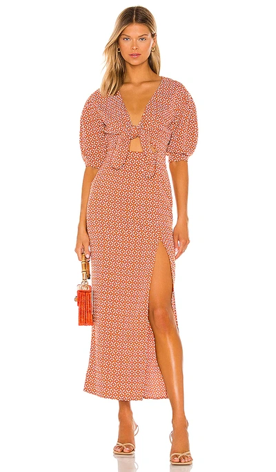 House Of Harlow 1960 X Sofia Richie Vincenza Maxi Dress In Geo Tile Print