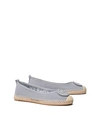 Tory Burch Minnie Ballerina-espadrille Aus Wildleder In Blue Calla