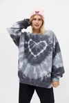 Urban Renewal Remade Heart Tie-dye Crew Neck Sweatshirt In Black