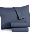 Lacoste Home Solid Cotton Percale Sheet Set, Twin In Vintage Indigo
