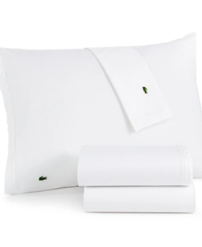 Lacoste Home Solid Cotton Percale Sheet Set, Twin In White