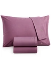 Lacoste Home Solid Cotton Percale Sheet Set, Twin In Plum