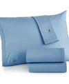 LACOSTE HOME SOLID COTTON PERCALE SHEET SET, TWIN