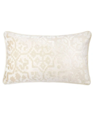 Homey Cozy Iris Modern Cut Velvet Rectangle Decorative Throw Pillow In Ivory