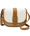 Fossil Wiley Leather Saddle Bag In White Multi/brass