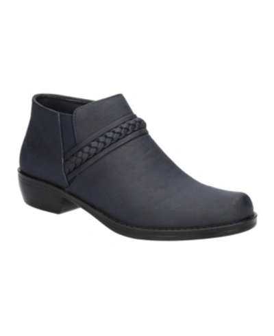 Easy Street Jalia Womens Almond Toe Braided Booties In Navy