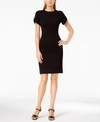 Calvin Klein Petites Womens Mini Tulip-sleeve Sheath Dress In Black