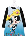 Monnalisa Kids' X Powerpuff Girls Two-tone Bubbles Dress In Sky Blue