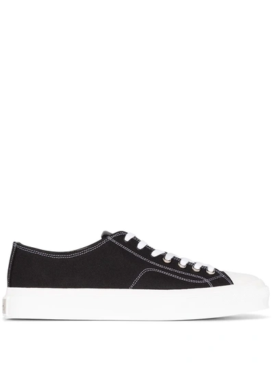 Givenchy Man Black And White City Sneakers In Canvas And Grain Leather