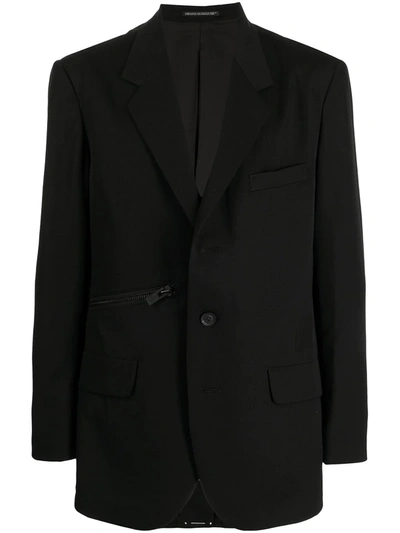 Yohji Yamamoto Zip-detail Cotton Blazer In Black