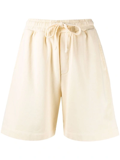 Nanushka Embroidered-logo Organic Cotton Shorts In Neutrals