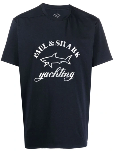 Paul & Shark Logo-print Stretch-cotton T-shirt In Blue