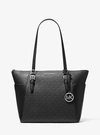 Michael Kors Charlotte Large Logo And Leather Top-zip Tote Bag In Black