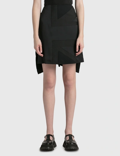 Burberry Draped Paneled Crepe And Mohair And Wool-blend Mini Skirt In Black