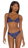 Fleur Du Mal Lily Satin-trimmed Embroidered Stretch-tulle Underwired Bra In Starry Blue