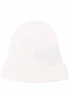 Tom Ford Logo Label Cashmere Fisherman Rib Hat In White