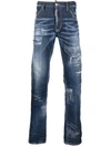 DSQUARED2 BLUE DISTRESSED BOOTCUT JEANS