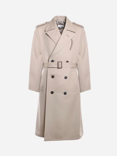 Maison Margiela Double-breasted Coat Made Of Wool In Beige