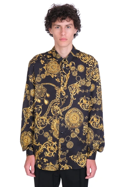 Versace Jeans Couture Shirt With Bijoux Baroque Print In Schwarz,gold
