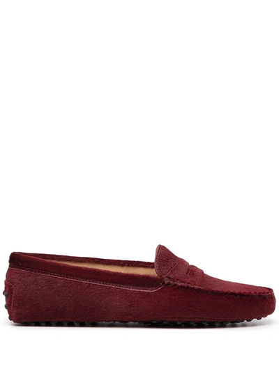 Tod's Gommino Round-toe Loafers In Red