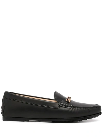 Tod's Logo-plaque Polished-finish Loafers In Black