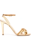 ETRO METALLIC-EFFECT BRAIDED-STRAP SANDALS