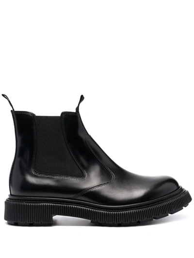 Adieu Elasticated Leather Ankle Boots In 黑色