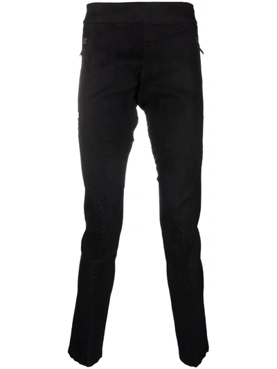 Isaac Sellam Experience Slim-cut Lambskin Trousers In Schwarz