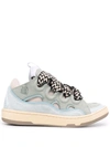 Lanvin Light Blue Leather Curb Sneakers In Blue