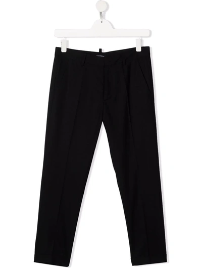 Dsquared2 Kids' Rear Logo-print Trousers In Black