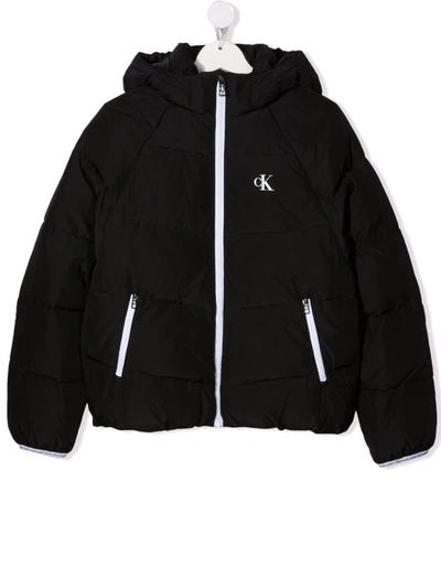 Calvin Klein Kids' Logo-print Puffer Jacket In Black