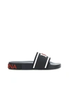 Dolce & Gabbana Saint Barth Slides In Nero/bianco/nero