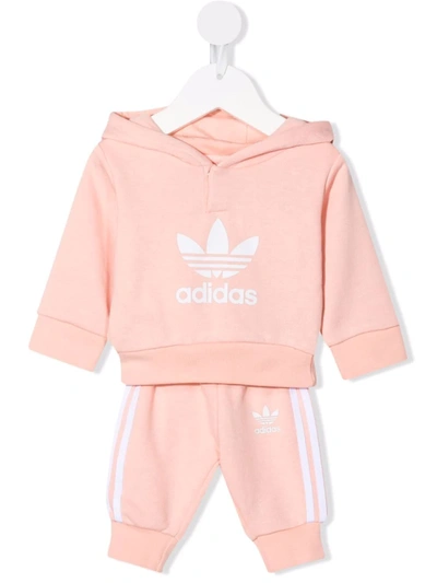 Adidas Originals Babies' Logo-print Tracksuit Set In Pink