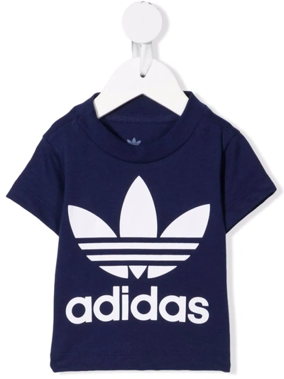 Adidas Originals Babies' Logo-print T-shirt In Blue