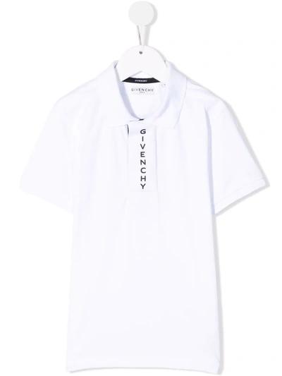 Givenchy Kids' Logo印花polo衫 In White