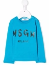 Msgm Logo-print Crew Neck Sweatshirt In Blue