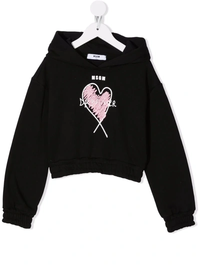 Msgm Teen Dreamers Logo-print Hoodie In Black